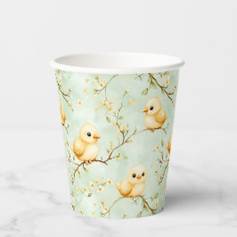 Niedliches Baby Chicks Minze Grün Frühling Blumenm Pappbecher