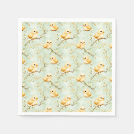 Niedliches Baby Chicks Minze Grün Frühling Blumenm Serviette