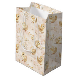 Niedliches Baby Chicks Pink Wasserfarbmuster Mittlere Geschenktüte