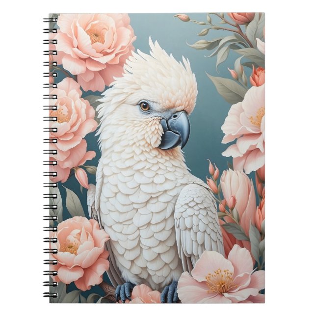 Niedliches Baby Cockatop Parrot Soft Pink Blume Notizblock (Vorderseite)