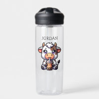 Niedliches Baby Cow trinken Boba Kawaii Cartoon