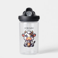 Niedliches Baby Cow trinken Boba Kawaii Cartoon