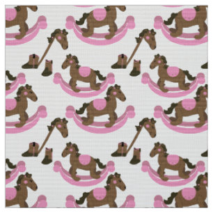 Niedliches Baby Cowgirl Rock Rocking Horse Stoff