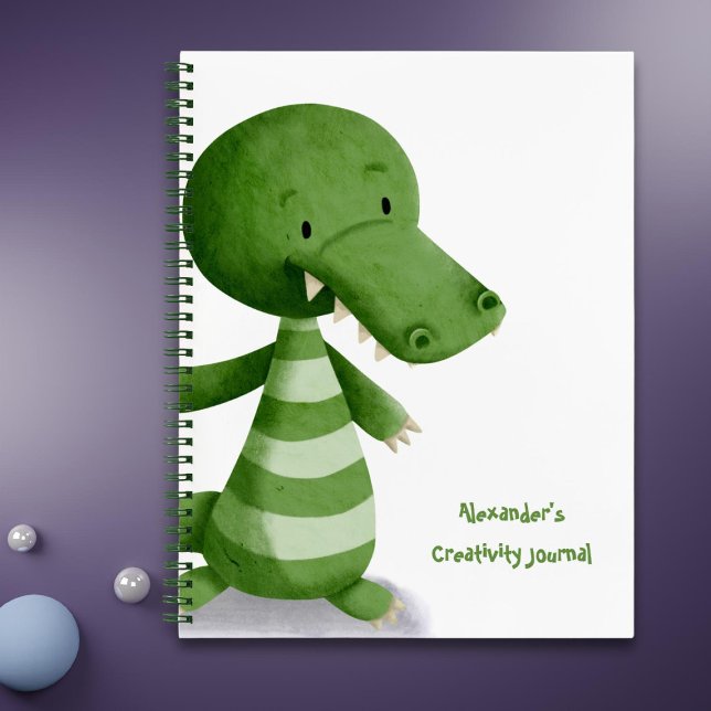 Niedliches Baby Crocodile Illustration Personalisi Notizbuch (Von Creator hochgeladen)