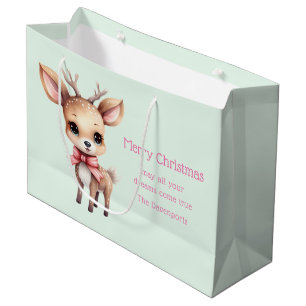 Niedliches Baby Deer Cartoon Illustration Weihnach Große Geschenktüte