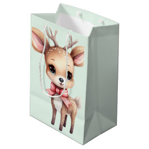 Niedliches Baby Deer Cartoon Illustration Weihnach Mittlere Geschenktüte