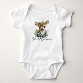 Niedliches Baby Deer Frohe Weihnachten - Aquarell  Baby Strampler