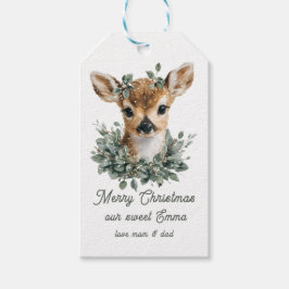 Niedliches Baby Deer Frohe Weihnachten - Aquarell  Geschenkanhänger