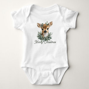 Niedliches Baby Deer Frohe Weihnachten - Aquarell Strampler