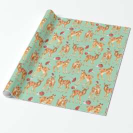 Niedliches Baby Deer Mushroom Türkis-grün Geschenkpapier