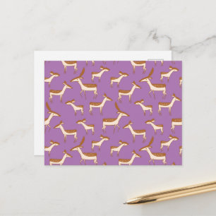 Niedliches Baby Deer und Familie auf dem Lavendel  Postkarte