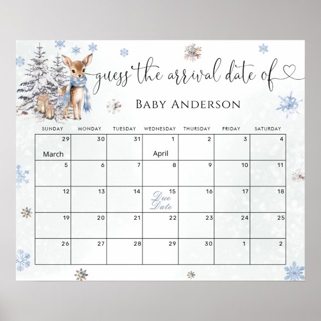 Niedliches Baby Deer Winter Ratet den Fälligkeitsp Poster (Vorne)