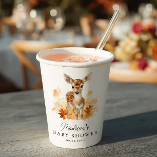 Niedliches Baby Deer Woodland Fall Baby Dusche Pappbecher