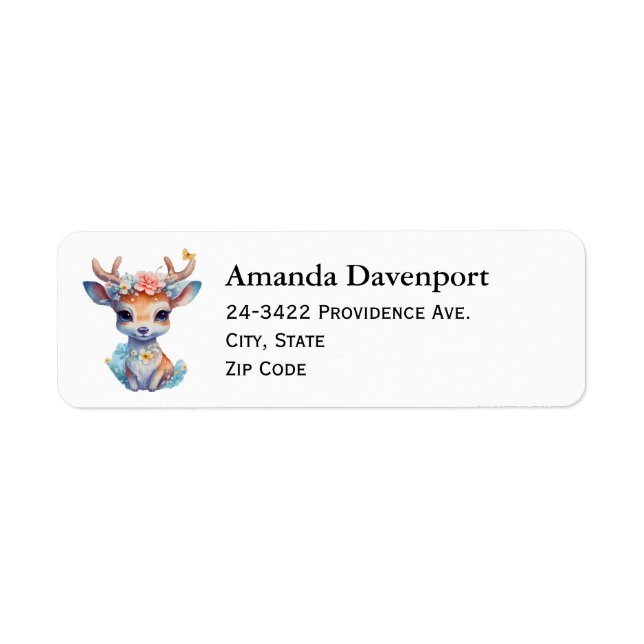 Niedliches Baby Deh mit Antlern und Blume Adresse (Vorne)