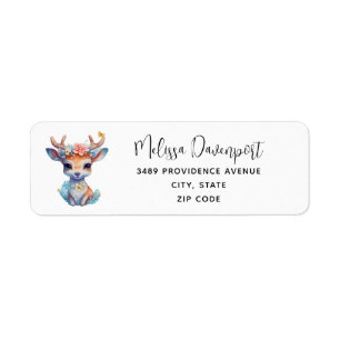 Niedliches Baby Deh mit Antlern und Blume Adresse