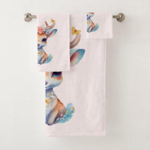 Niedliches Baby Deh mit Antlern und Blume Badhandtuch Set