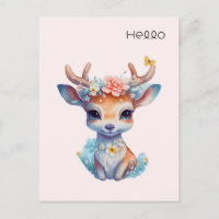 Niedliches Baby Deh mit Antlern und Blume Hallo