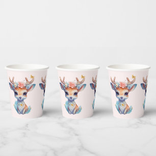 Niedliches Baby Deh mit Antlern und Blume Pappbecher