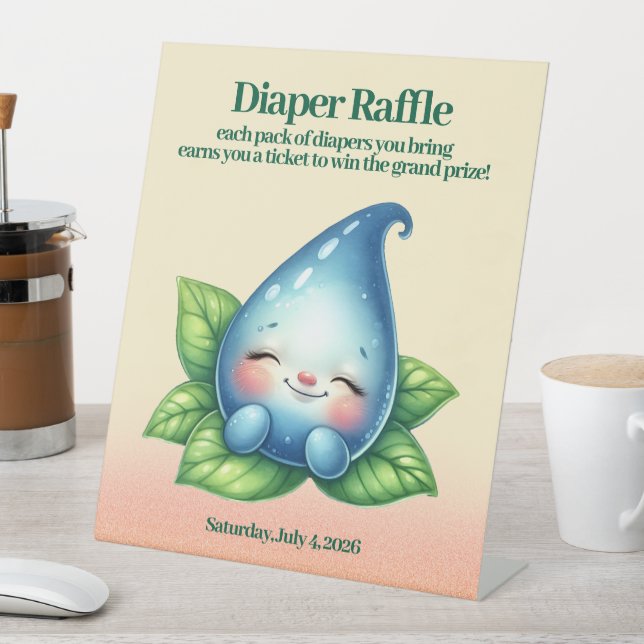 Niedliches Baby-Dewdrop-Windeln-Raffelzeichen Sockelschild (In Situ)