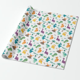 Niedliches Baby Dino Muster Kindergeburtstag Party Geschenkpapier