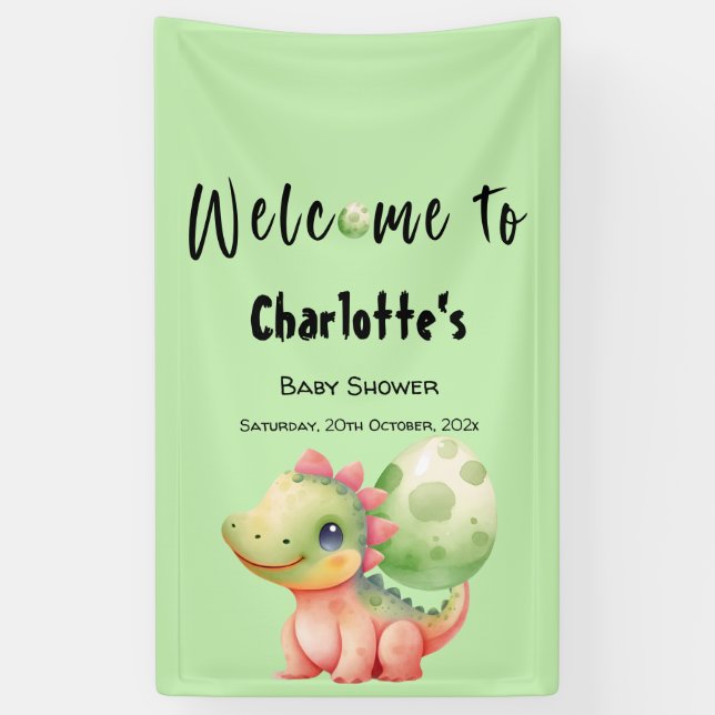 Niedliches Baby Dinosaur Babydusche Banner (Vertikal)