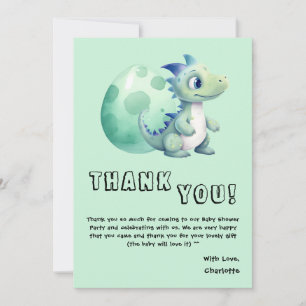 Niedliches Baby Dinosaurier mit Ei-Baby-Dusche Dankeskarte
