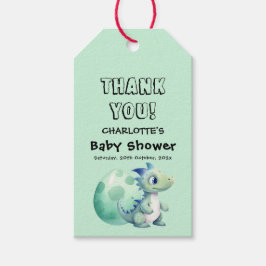 Niedliches Baby Dinosaurier mit Ei-Baby-Dusche Geschenkanhänger