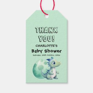 Niedliches Baby Dinosaurier mit Ei-Baby-Dusche Geschenkanhänger