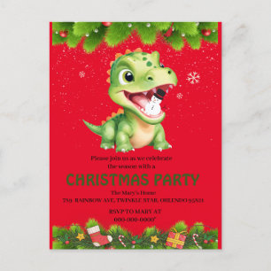 Niedliches Baby Dinosaurier mit Schneemann Weihnac Postkarte