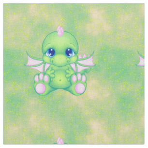Niedliches Baby-Drache-Grün u. Rosa Stoff