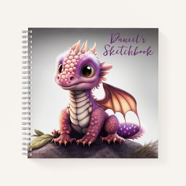 Niedliches Baby-Dragon-Sketchbook Notizbuch (Vorderseite)