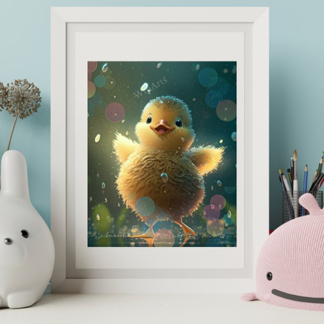 Niedliches Baby Duck Tanzen in der Regenkunst Poster (Von Creator hochgeladen)