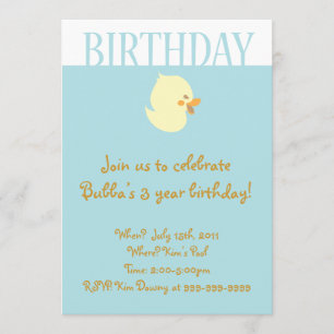 Niedliches Baby Duckling mit Blue Birthday Einladu Einladung