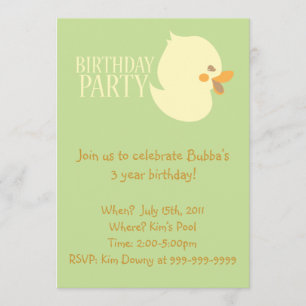 Niedliches Baby Duckling Rubber Ducky Geburtstag l Einladung