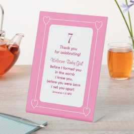 Niedliches Baby Dusche Bibel Verse Christlich Rosa Sockelschild