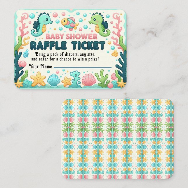 Niedliches Baby Dusche Sea Life Raffle Ticket (Vorne/Hinten)
