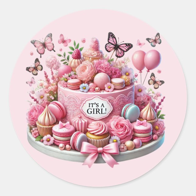 Niedliches Baby Duschkuchen Runder Aufkleber (Vorderseite)