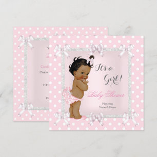Niedliches Baby Duschmädchen Pink Grau Ethnic Einladung