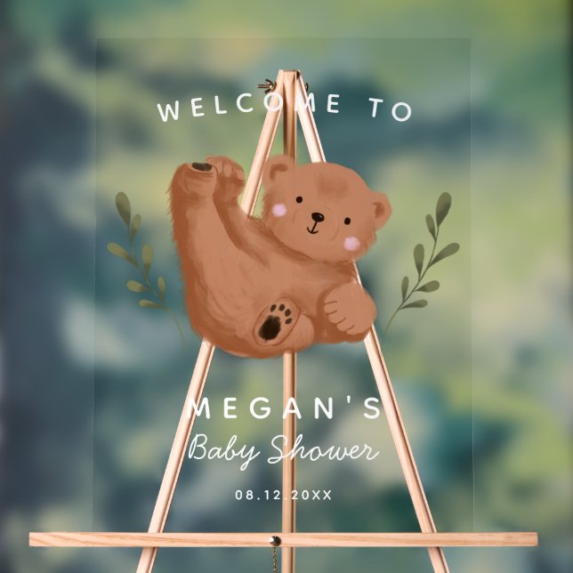 Niedliches Baby-Duschzeichen für Cub Bear Acrylschild (Neutral)