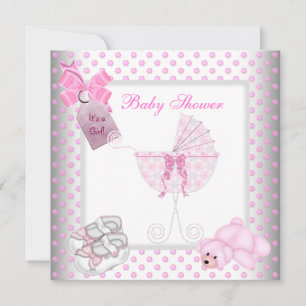 Niedliches Baby Duwer Girl Baby Pink Carriage Pram Einladung