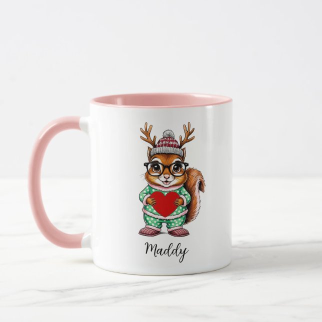 Niedliches Baby Eichhörnchen Personalisierte Weihn Tasse (Links)