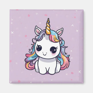 Niedliches Baby-Einhorn mit Lila Hintergrund Magnet