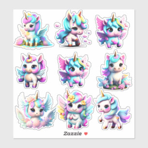 Niedliches Baby Einhorn Regenbogenfarbe Aufkleber