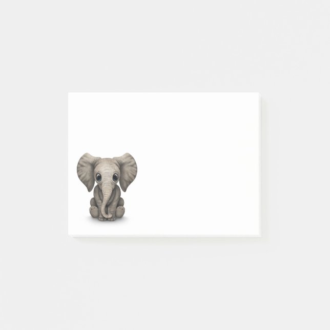 Niedliches Baby-Elefant-Kalb, das sich hinsitzt Post-it Klebezettel (Vorderseite)