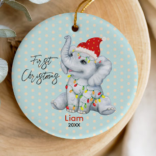 Niedliches Baby Erstweihnachtslicht niedlicher Ele Keramik Ornament