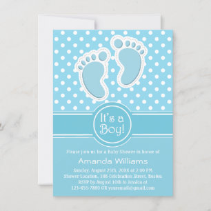Niedliches Baby Feet Blue White - Es ist eine Baby Einladung