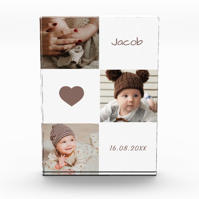 Niedliches Baby Foto Collage Herz Foto Block (Vorderseite)