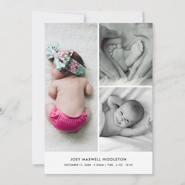 Niedliches Baby Foto Geburtshaus Ankündigung Elega (Vorderseite)