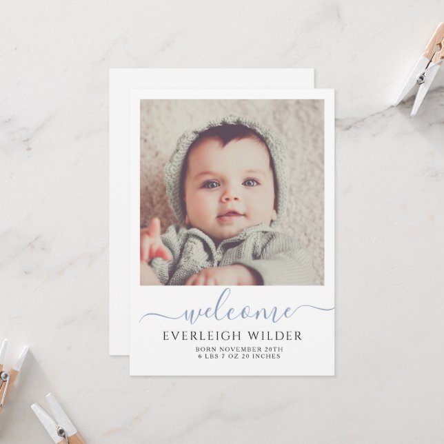 Niedliches Baby Foto Script Willkommensankündigung (Vorderseite/Rückseite Beispiel)