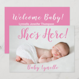 Niedliches Baby Foto, sie ist hier, Pink Ankündigung